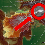 An image of Afganistan, with a circle and arrow pointed towards the Wakhan Corridor.