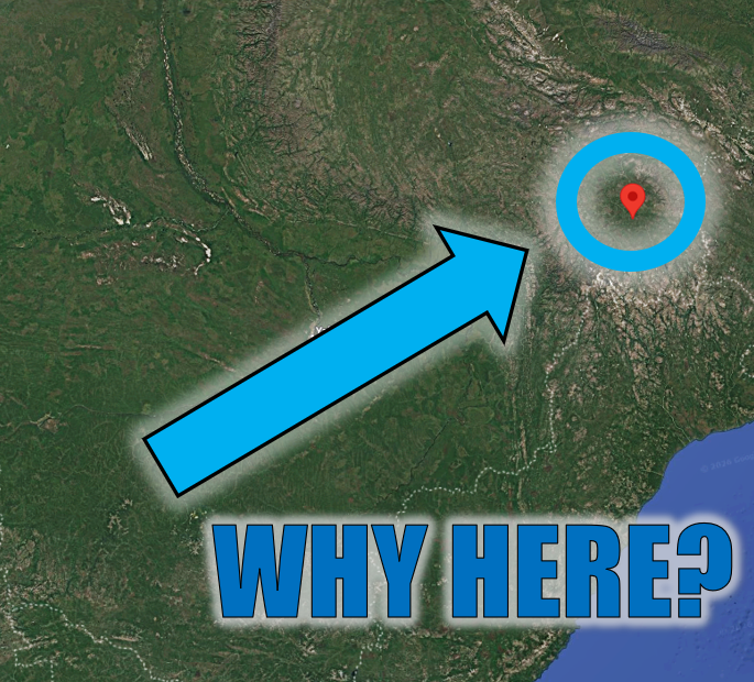 Omyakon circled on a map with an arrow