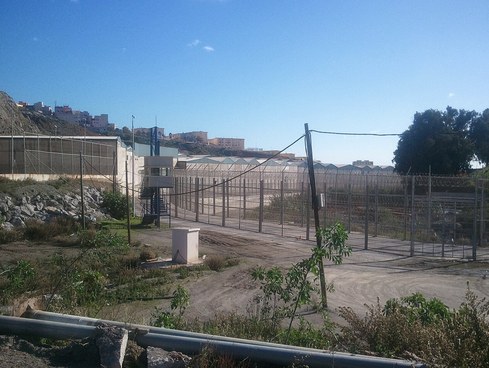 A section of Ceuta’s massive border fence.